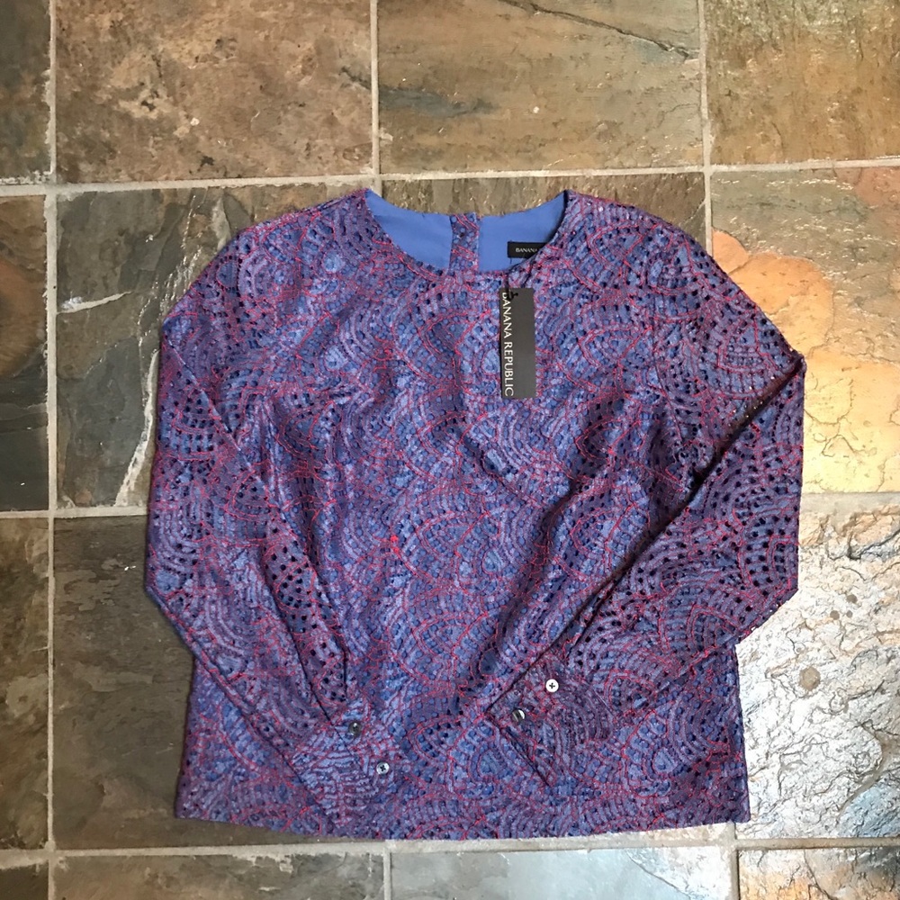 New Banana Republic Lace Embroidered Blouse